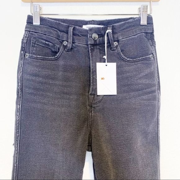 NWT Good American Good Curve High Waist Skinny Raw Edge Black/Gray Jean 0/25 - Picture 4 of 10